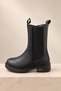 Women's Black Genuine Leather Elastic Zippered Chealsea Boots - 4