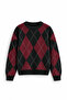 Nash - Burgundy - Diamond Pattern Crew Neck - Oversize Fit - Cotton Men's Sweater - 3