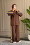 5296 - Stylish, Comfortable, Casual Modal Lace Trim Fabric Half Zipper Women's Set - 3