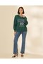 Women Green Embroidered Sweatshirt - 2