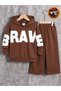 Children's Brawe Printed Hooded Sweatshirt and Wide Leg Sweatpants 2-Piece Set - 3