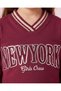 Girls Burgundy Varsity Print T-Shirt - 4