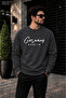 Men's Germany Calligraphy Written Crew Neck Casual Regular Fit Sweatshirt