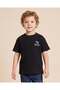 Boys Black Seersucker EmbroideryOoversized T-Shirt