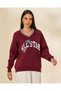 Women Burgundy Printed Sweatshirt