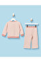 Infant Girls Pink Jacquard Jog Set - 6
