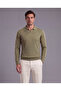 Men's shirt collar line patterned knitwear