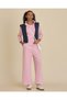 Senior Girls Pink Plain Zip-Up Sweatshirt with Scarf - 2