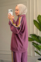5296 - Stylish, Comfortable, Casual Modal Lace Trim Fabric Half Zipper Women's Set - 5