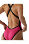 Women's Training Swimsuit Wide Strap Open Back Solid Pink Black - 6