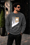 Men's Walking Man Landscape Graphic Crew Neck Casual Regular Fit Sweatshirt