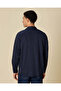 Men Navy Plain Twill Shirt with 2 Flap Pockets - 3