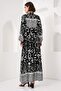 Bdart Buttoned V-Neck Patterned Maxi Dress - 5