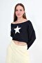 Kayık Collar Crop Sweatshirt S10702 - 4