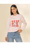 Women Pink Hello Kitty Printed Crew Neck Sweatshirt