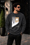 Men's Walking Man Landscape Graphic Crew Neck Casual Regular Fit Sweatshirt