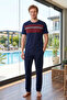 Men's Short Sleeve Combed Cotton Pajama Set 3090 Bordo02 - 3