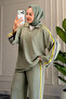 5296 - Stylish, Comfortable, Casual Modal Lace Trim Fabric Half Zipper Women's Set - 4