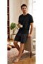 Men's Shorts Black Plaid Cotton Pajama Set