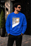 Men's Walking Man Landscape Graphic Crew Neck Casual Regular Fit Sweatshirt