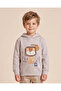 Boys Beige Hooded Applique Sweatshirt