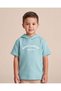 Boys Blue Chest Print Oversized Hoodie