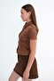 Short Sleeve Button down Suede Shirt G17636 - 4