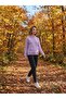 Kadın Mor Oversize Kapüşonlu Sweatshirt - 2