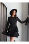 Shoulder Padded Flounce Mini Dress - 2