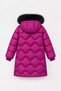 Girl's Hooded Fur-Lined Long Quilted Winter Puffer Coat - Cherry - 3