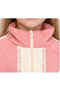 Girl's Bearfly Written Teddy Bear Patterned Half Zipper Model Laced Pink Color Tracksuit Set - 3