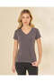 Women Charcoal V-Neck Short Sleeve T-Shirt