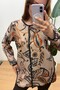 Women's Leaf Patterned Buttoned Front Ribbed Tunic Jacket - 2