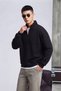 Men's Regular Fit Stand Collar Half Zipper 3 Thread Sweatshirt - 2