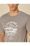 Men Beige Printed Round Neck T-Shirt - 4