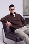 Men's Regular Fit Stand Collar Half Zipper 3 Thread Sweatshirt