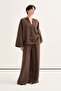 Women's Modal Loose-Fit Trouser Suit Striped Brown - 2