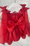 Balloon Skirt Layered Sleeveless Red Organza Cotton Lined Evening Dress Mevlüt Birthday Dress - 3