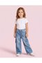 Girls Light Wash Wide Leg Cargo Jeans - 2