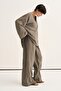 Women's Modal Loose-Fit Trouser Suit Striped Khaki - 3