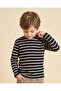 Boys Black Striped High Neck T-Shirt