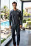 Men's Long Sleeve Combed Cotton Pajama Set 3030 Anthracite - 3