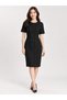 Metallic Thread Detailed Short Sleeve Tweed Pencil Dress