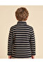 Boys Black Striped High Neck T-Shirt - 3