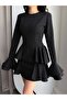 Shoulder Padded Flounce Mini Dress - 3