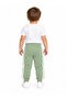16009-26 Boy's Car Embroidered White Striped Elastic Jogger Pants 1–4 Years - 4