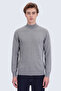 Anti-Pilling Wool Half-Turtleneck Regular Fit Gray Sweater - 2