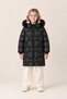 Girl's Hooded Furry Long Quilted Winter Puffer Coat - Black - 2