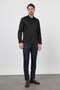 Black Hard Collar Long Sleeve Pocketless Satin Slim Fit 100% Cotton Shirt 1004260424 - 2