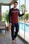 Men's Long Sleeve Combed Cotton Pajama Set 3090 Claret Red